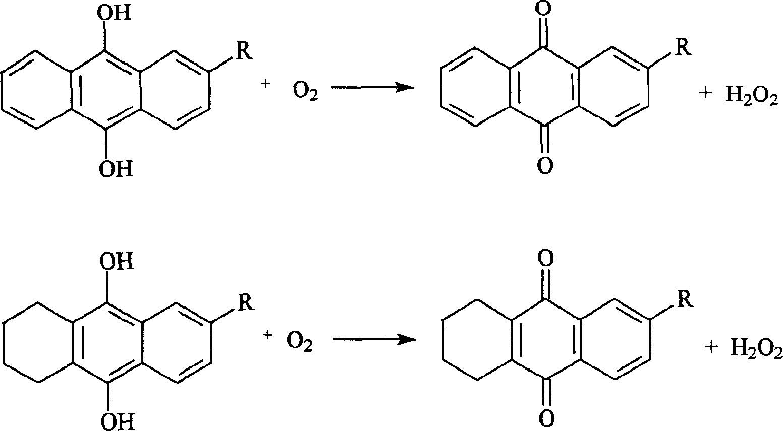 Hydrogenation process of hydrogen peroxide fluidized bed by anthraquinone