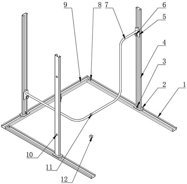 Measuring device for three-dimensional coordinate values of complex bent pipe