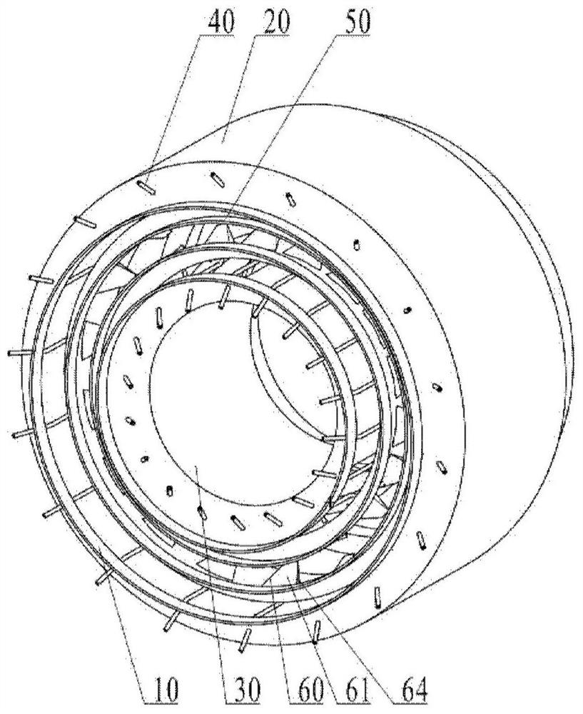 Hydrogen combustion chamber based on axial vortex opposite arrangement mixing