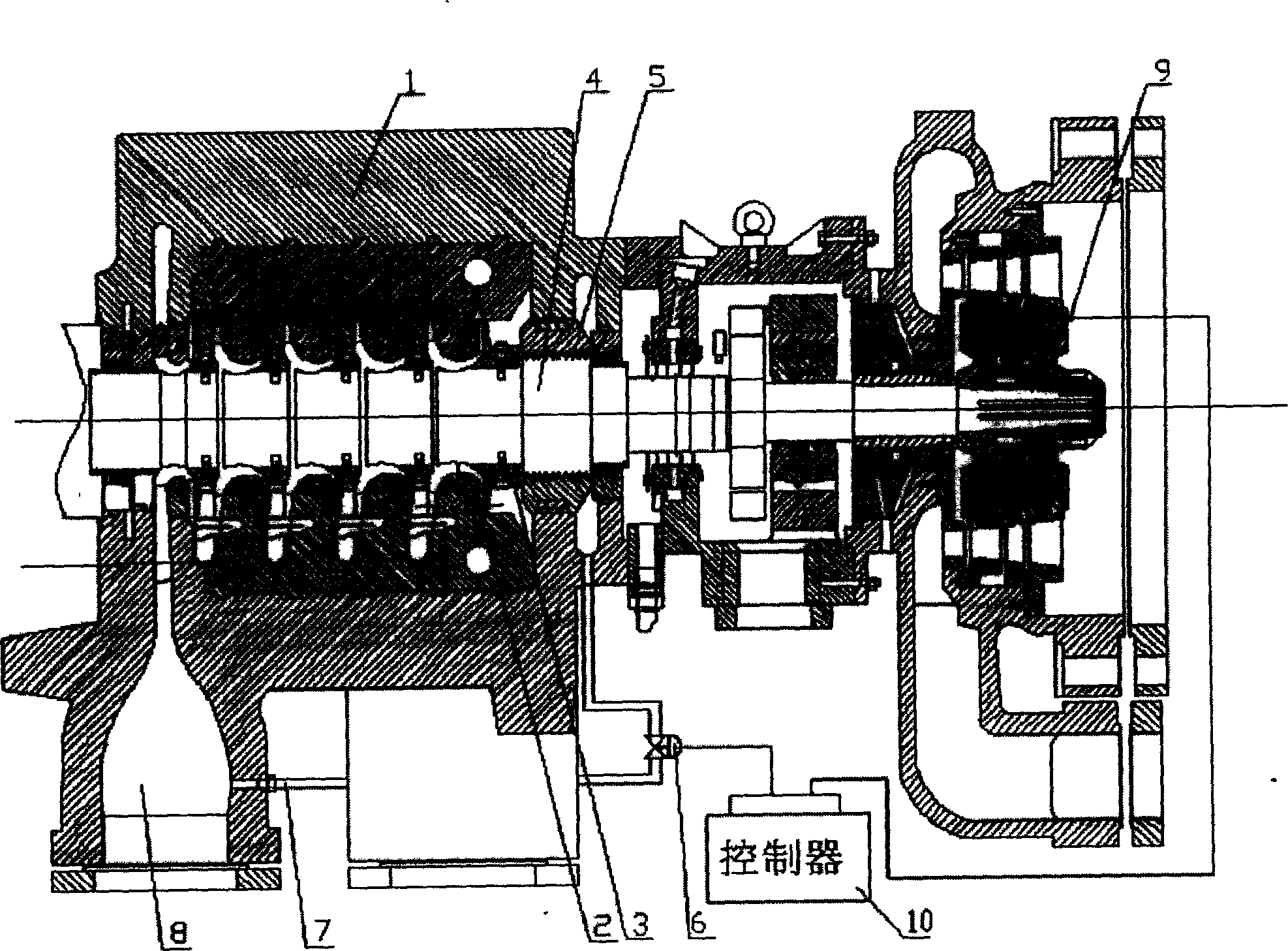 Differential thrust balance device for rotary fluid machinery
