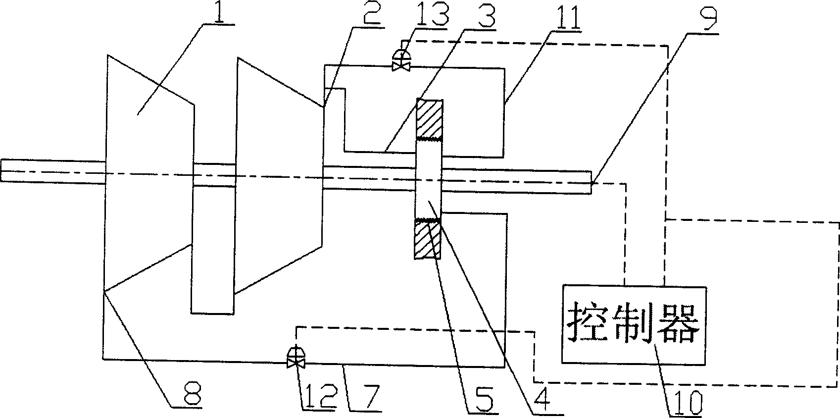 Differential thrust balance device for rotary fluid machinery