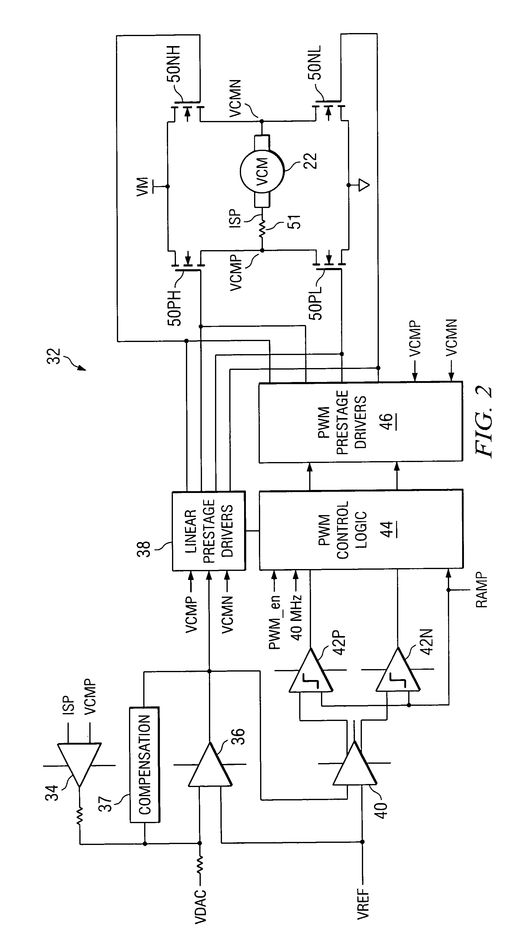 Efficient transition from class D to linear operation in dual-mode voice coil motor controllers