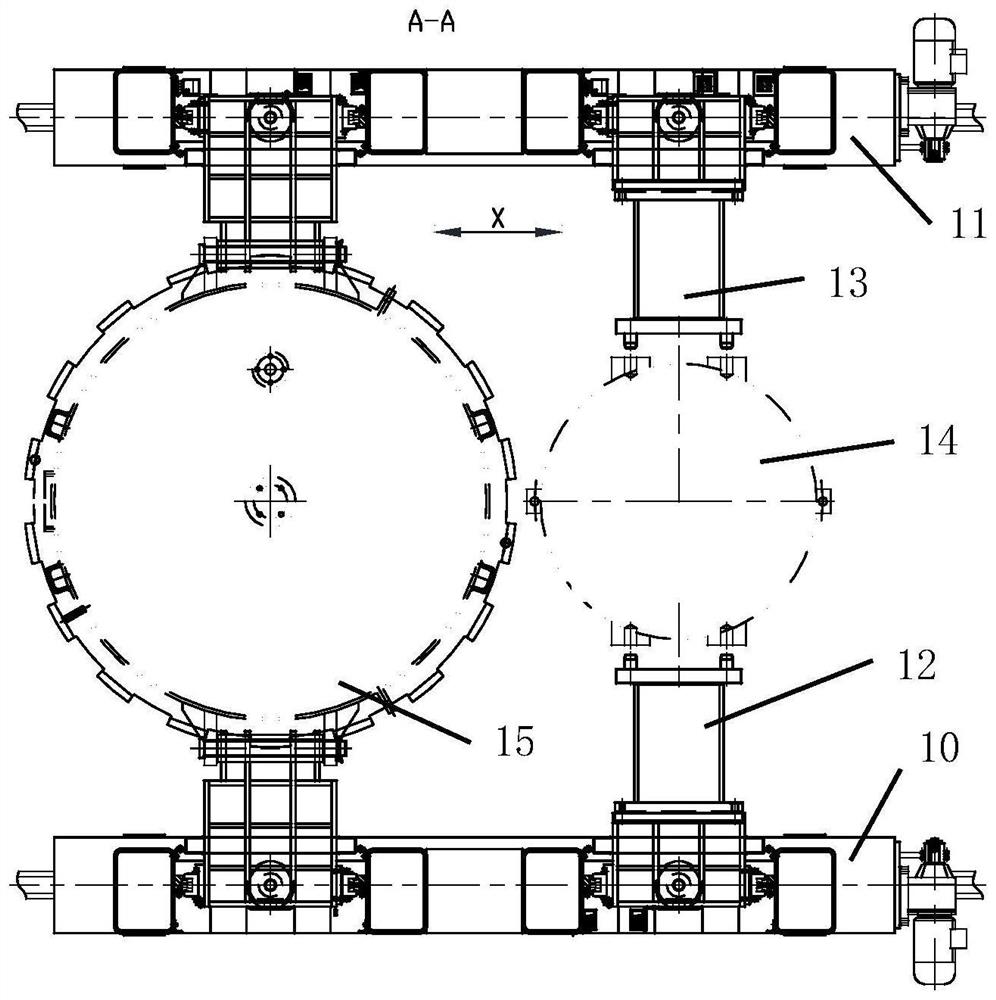 Gantry type double-station differential pressure casting main machine major component conveying device