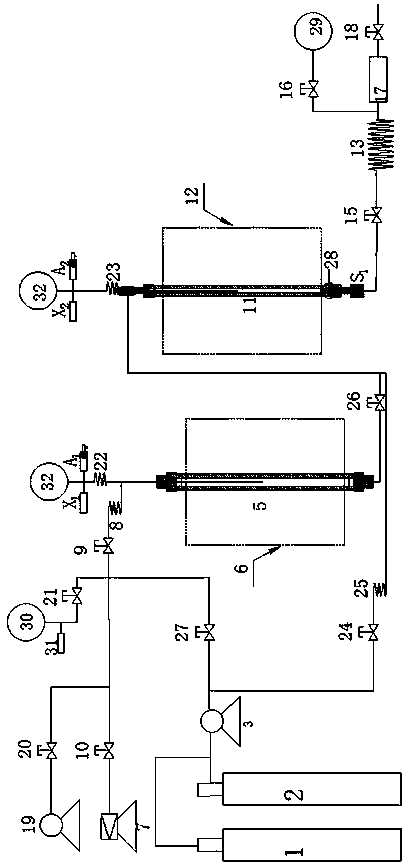 Gas liquefaction experimental device and method for supercritical water-gas containing coal
