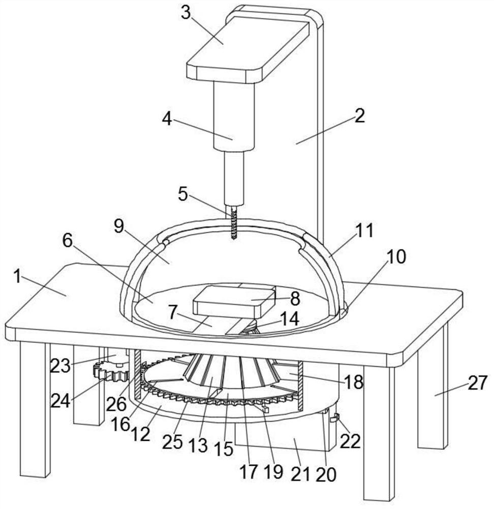 Drilling device used for metal plate machining and capable of rapidly cleaning chippings