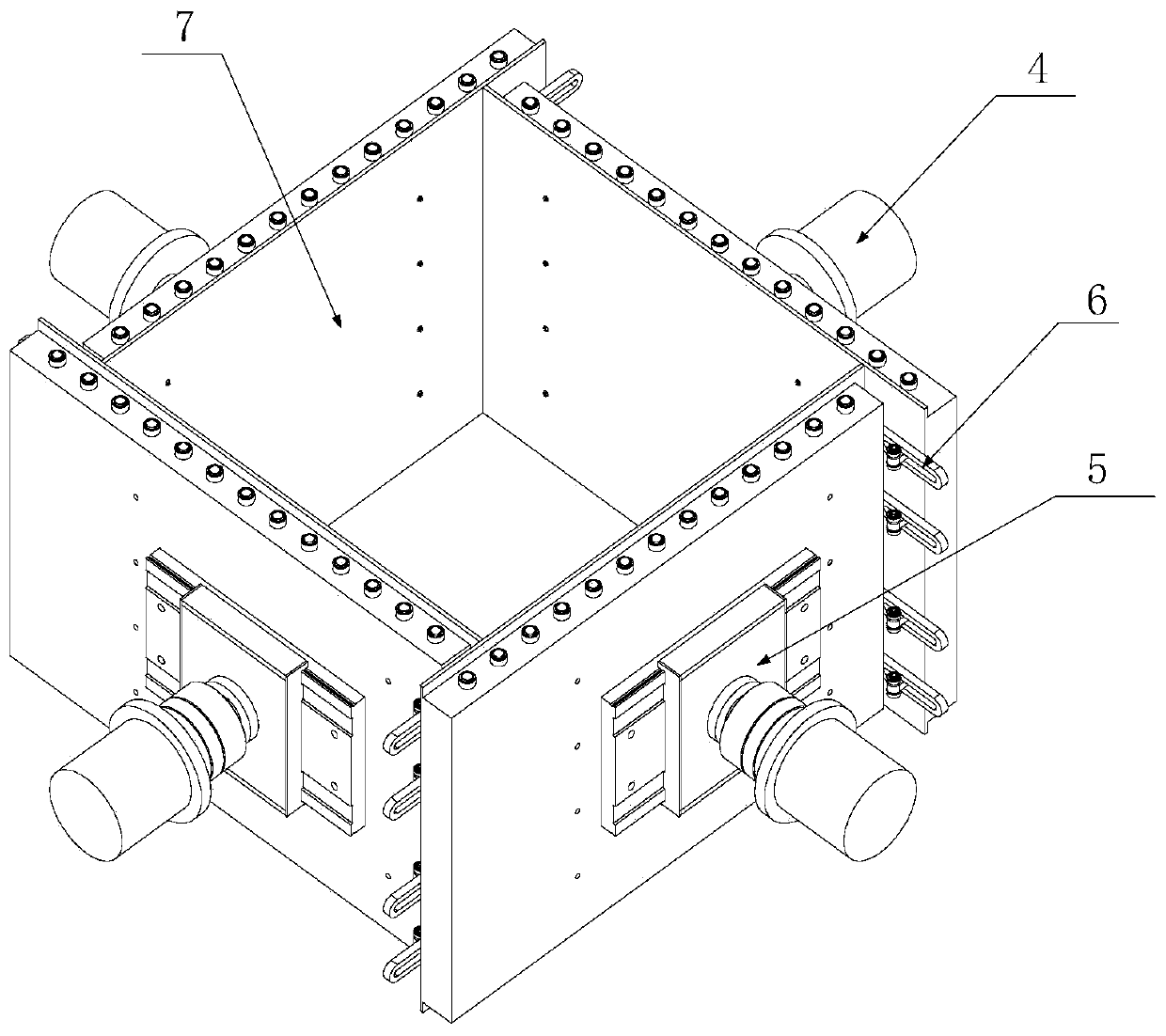 Deformable large-size soil box structure of true triaxial experiment of soil engineering