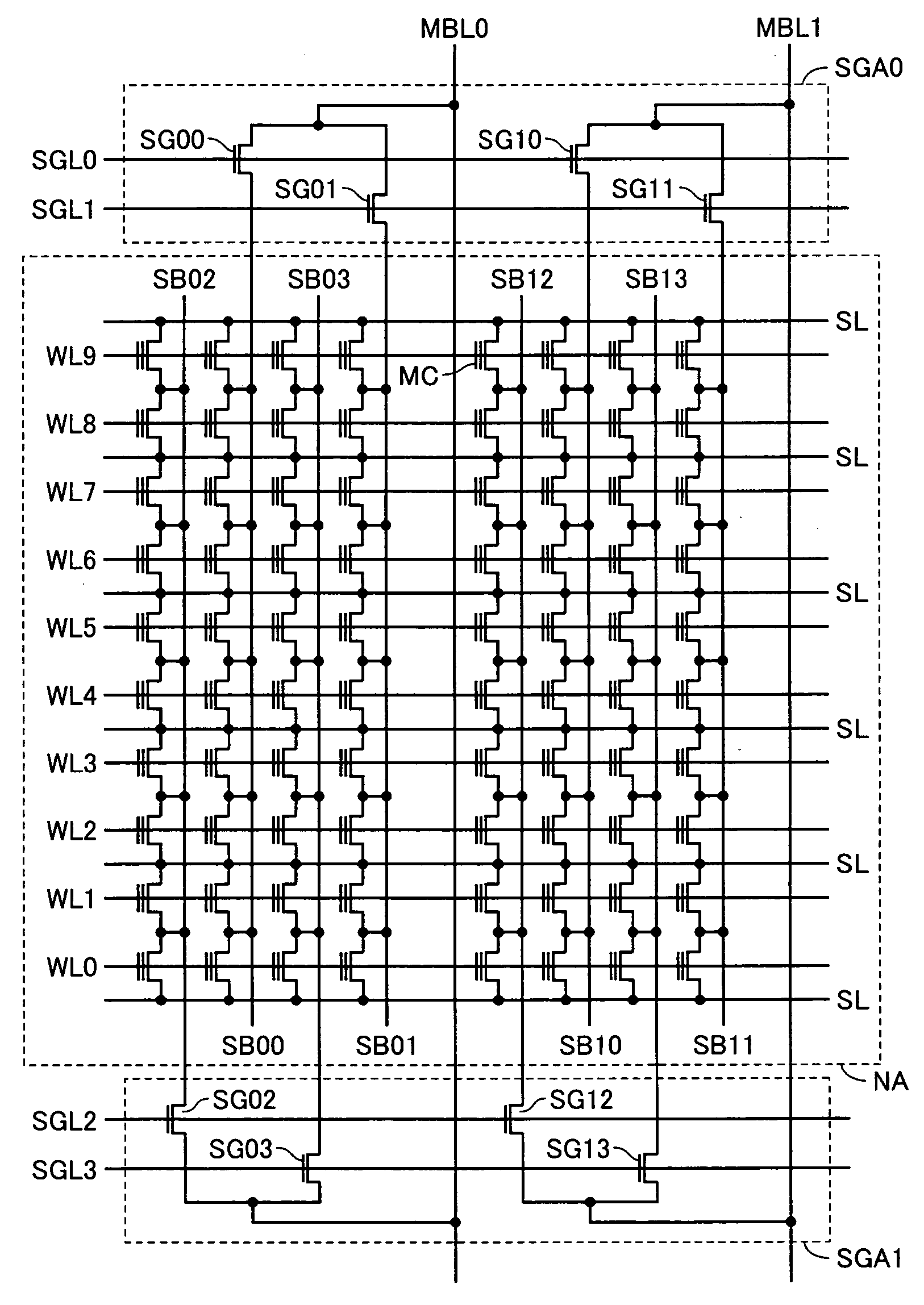 Nonvolatile semiconductor memory device including high efficiency and low cost redundant structure