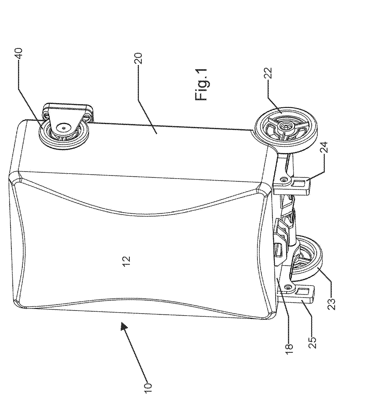 Rollable personal container transport device with rotating platform