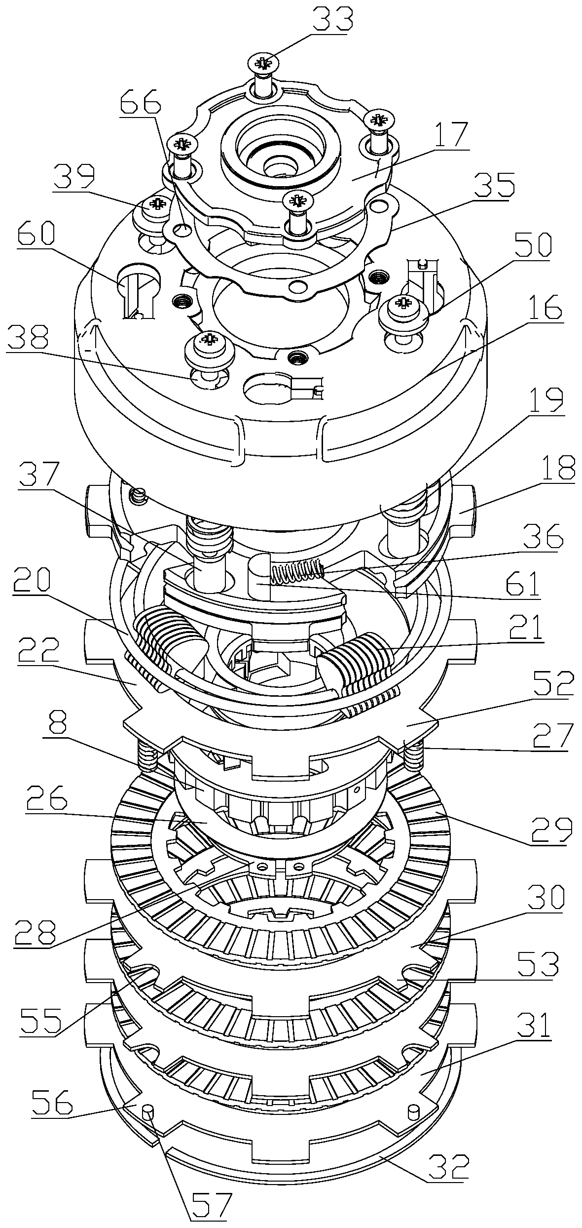 Vertical automatic clutch gear shifting structure