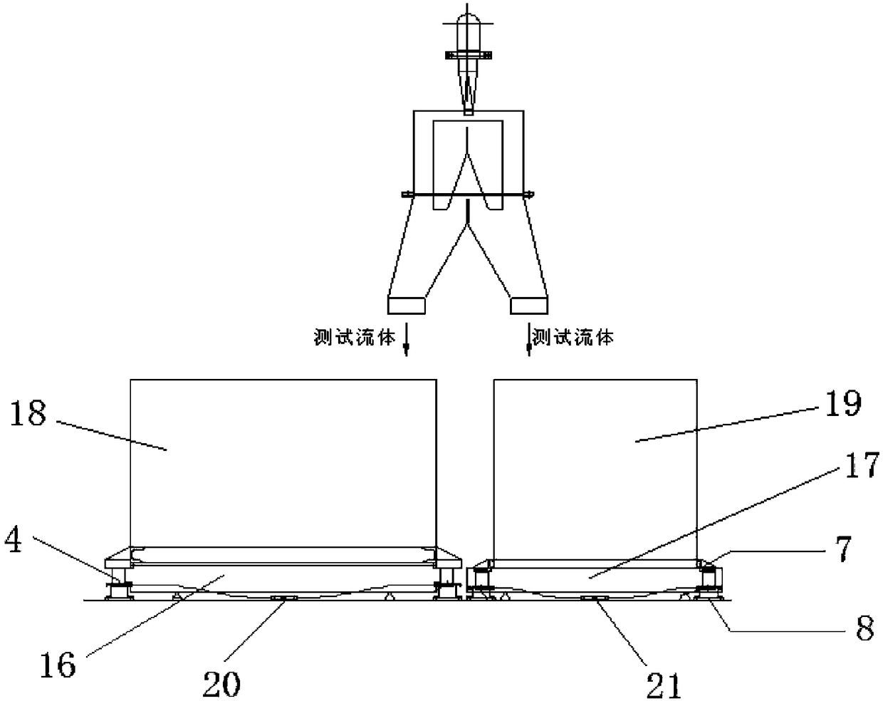 Hydraulic jacking mechanism for liquid weighing container