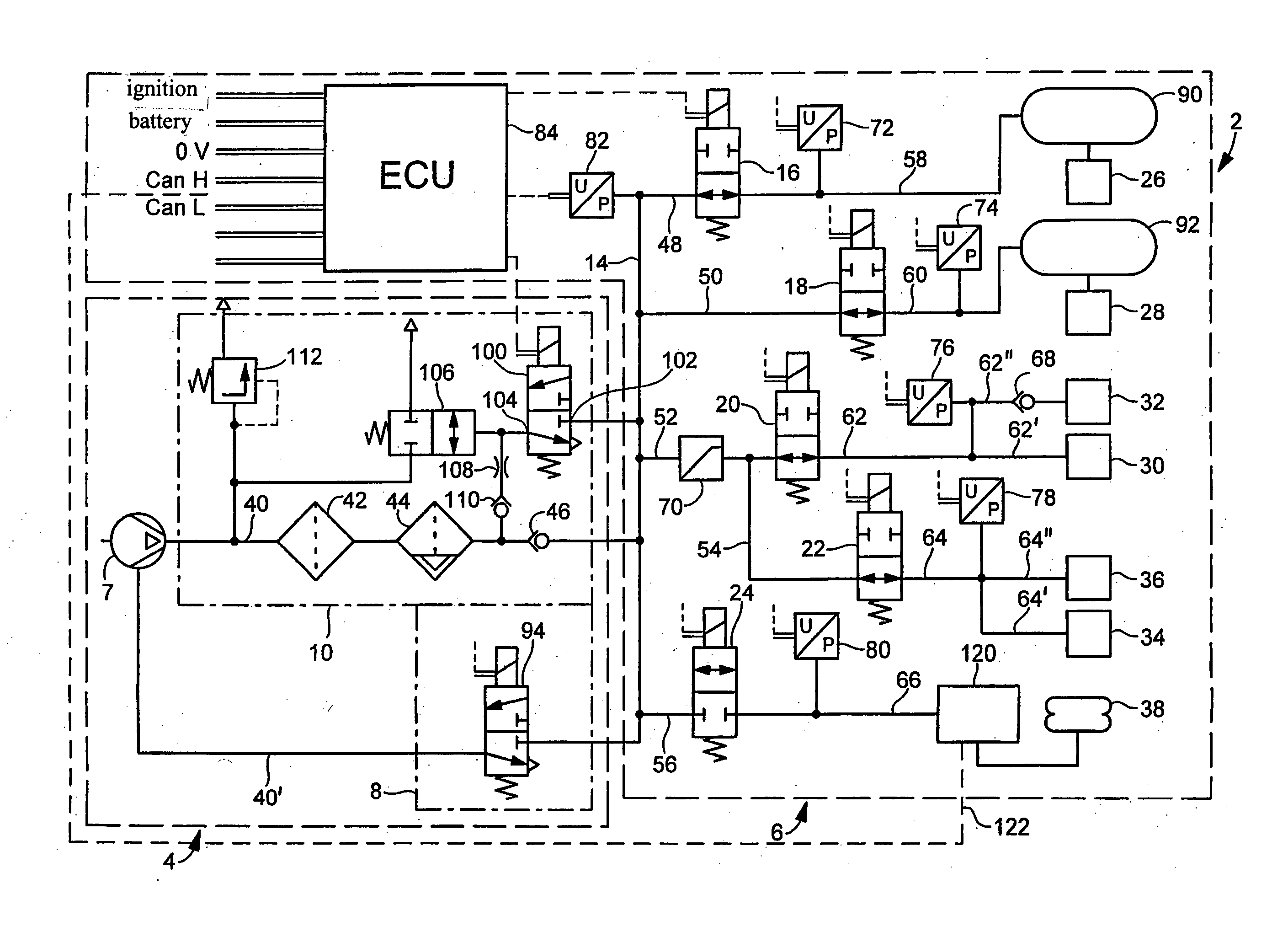 Electronic compressed air system