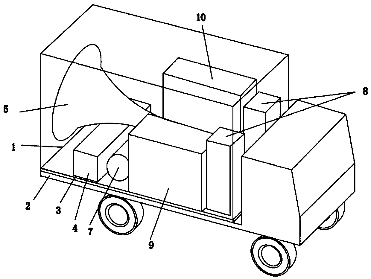 Modulated sound wave generating device for artificial fog dispersal and control method of device