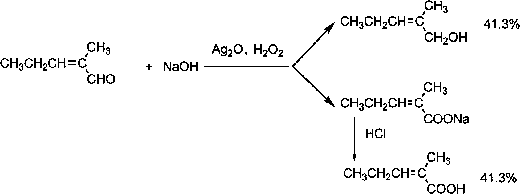 Production method of 2-methyl-2-pentenoic acid