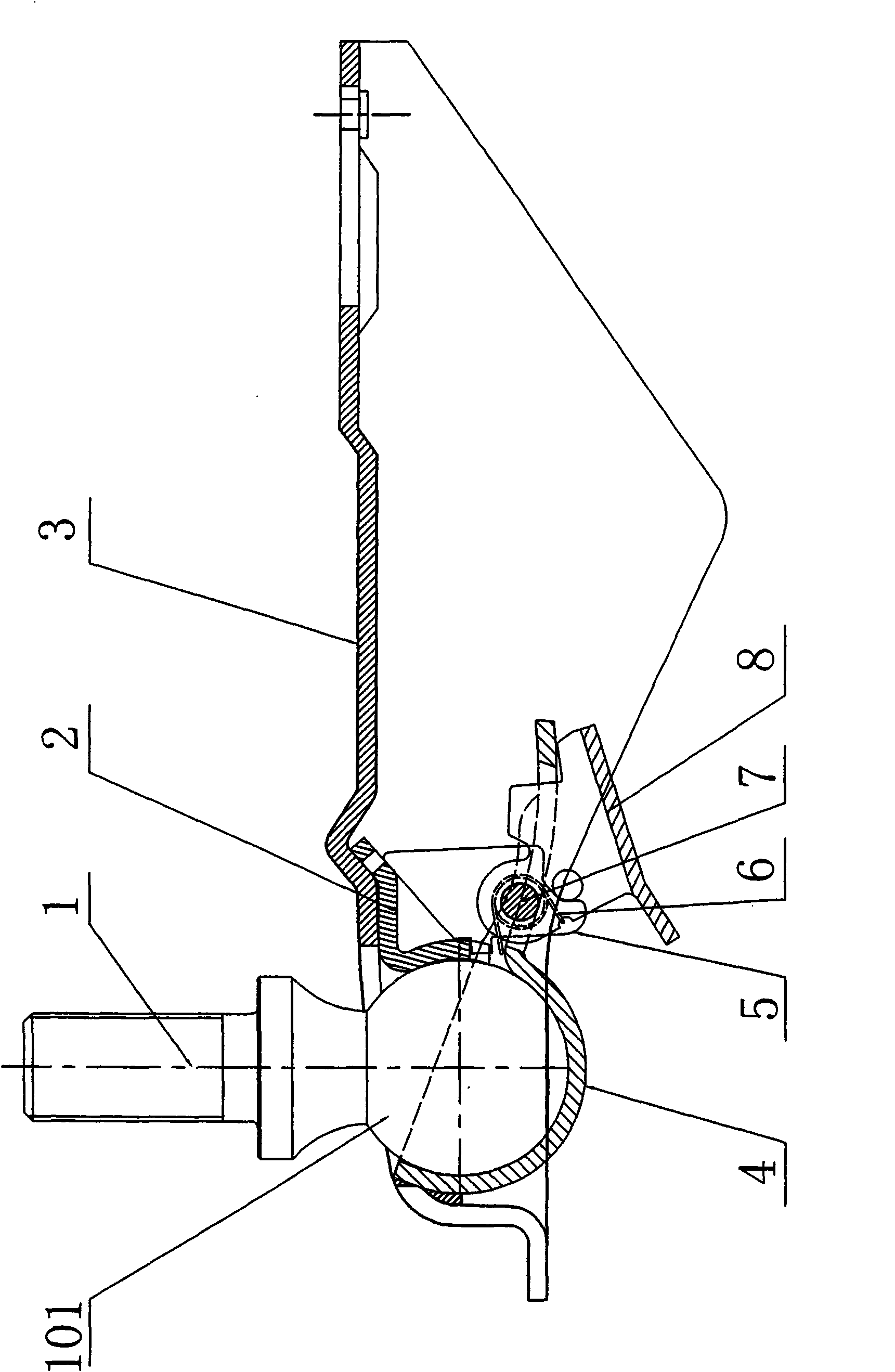 Tractor with upward ball head and traction method thereof