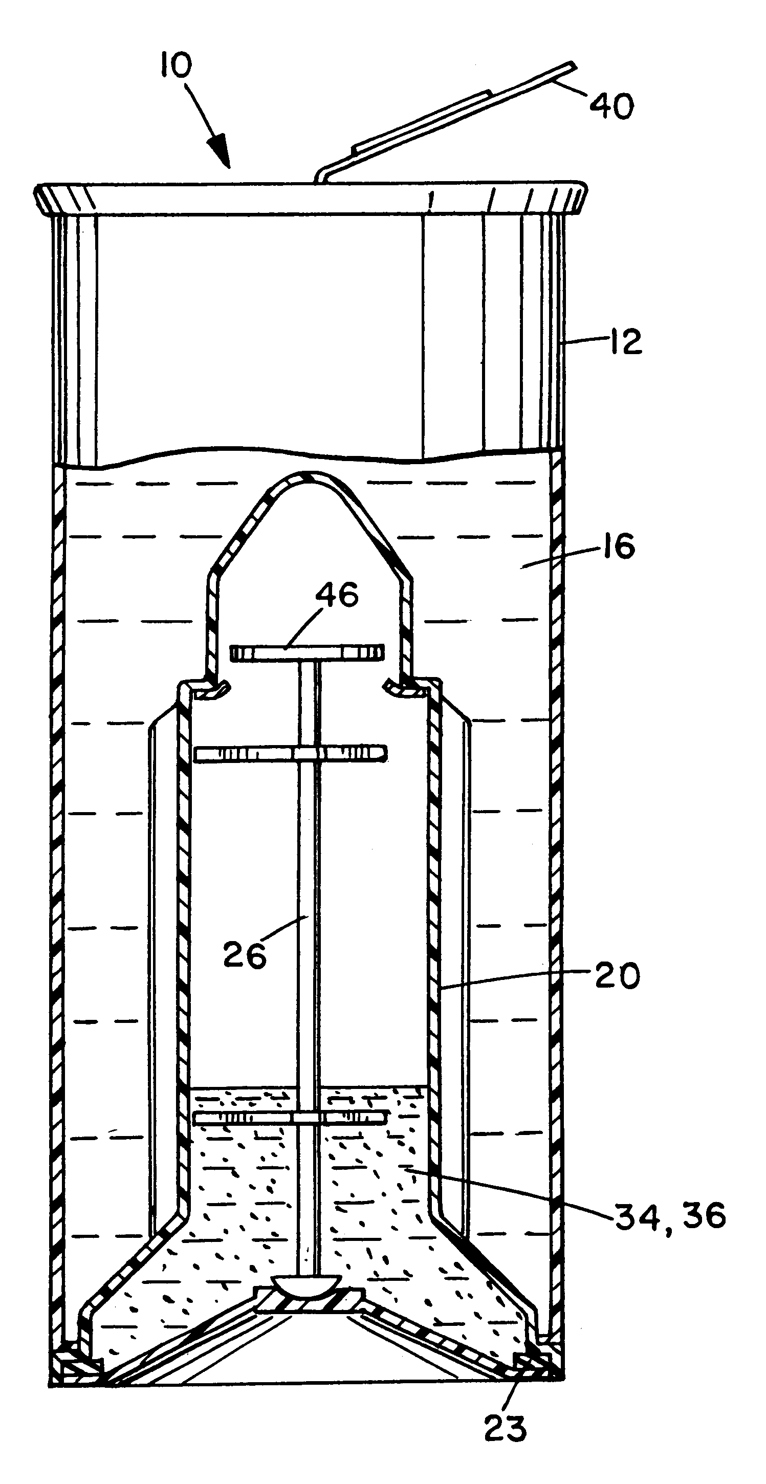 Container with self-heating module having liquid reactant and breakable reactant barrier at distal end of module