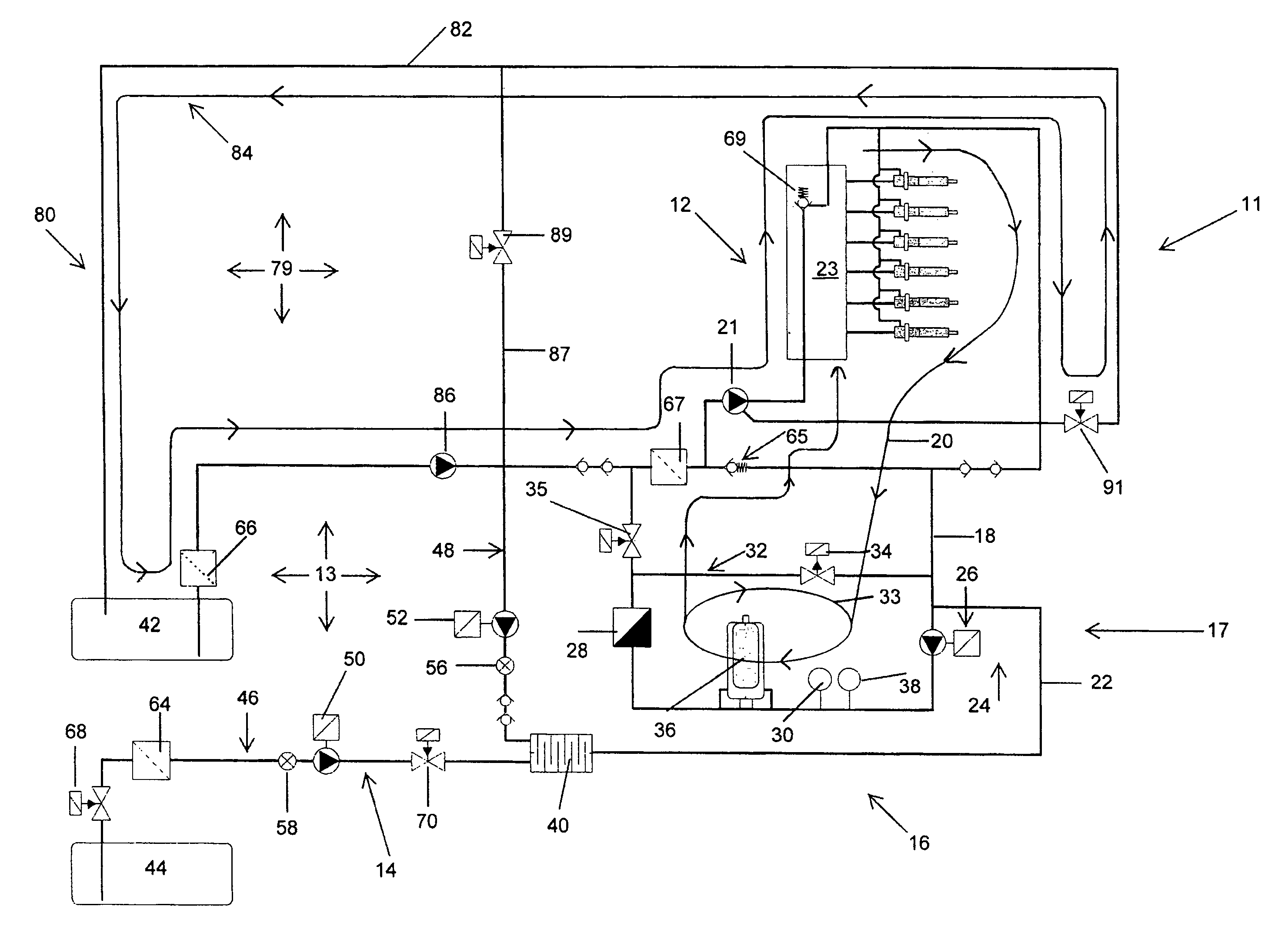 Dual fuel supply system for a direct-injection system of a diesel engine with on-board mixing
