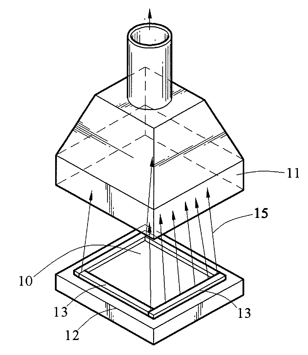 Air curtain-assisted exhaust method and device thereof