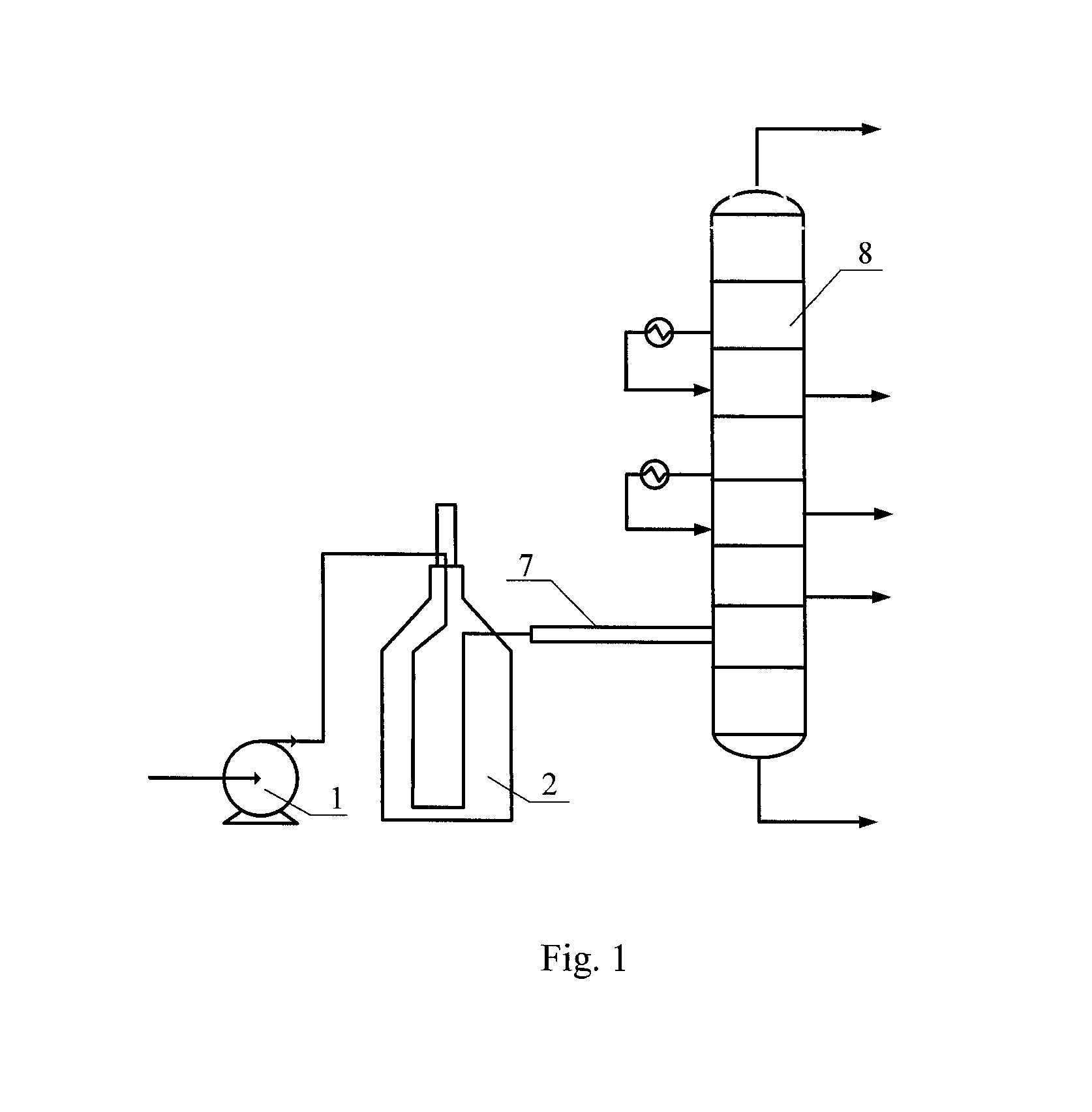 Distillation tower for improving yield of petroleum hydrocarbon distillate and feeding method thereof