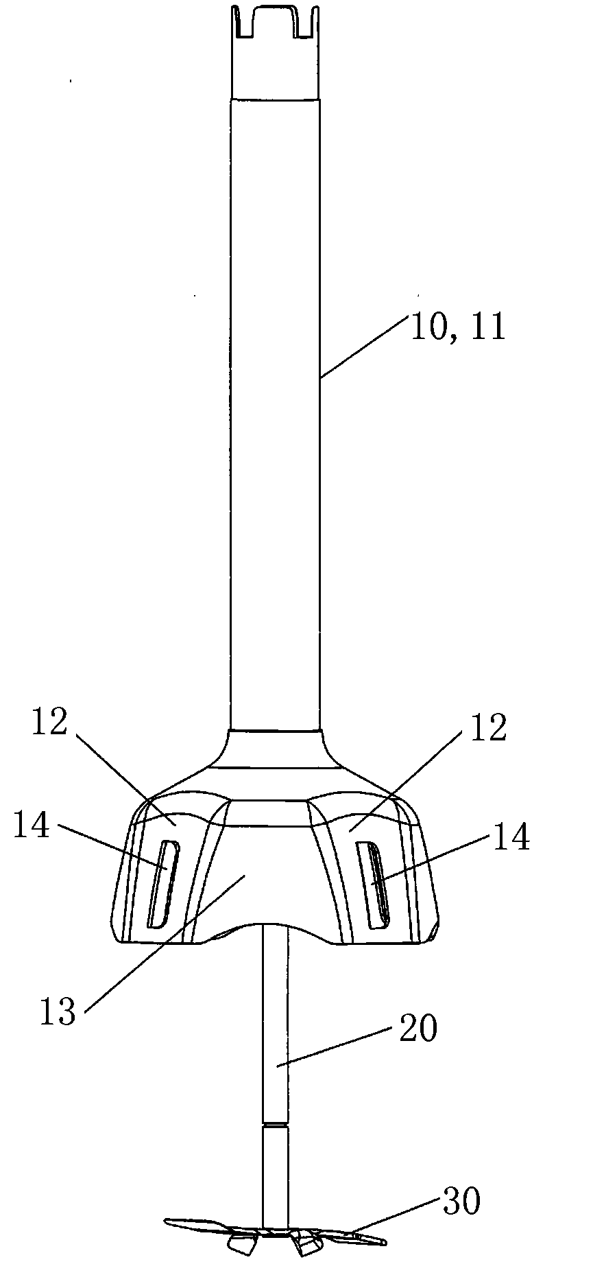 Stirring head and handheld food stirring rod for device-improved protective cover