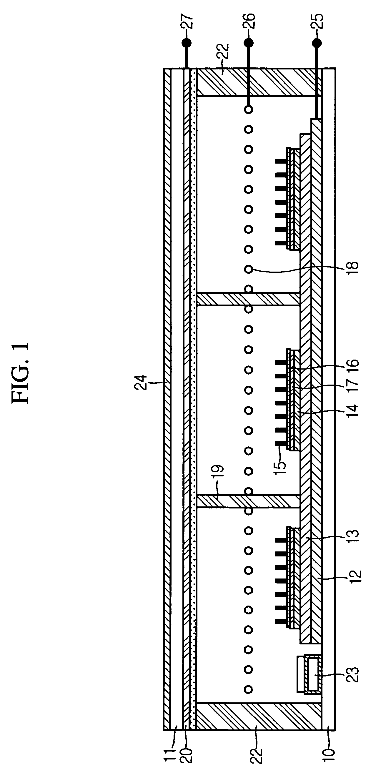 Flat lamp device with multi electron source array