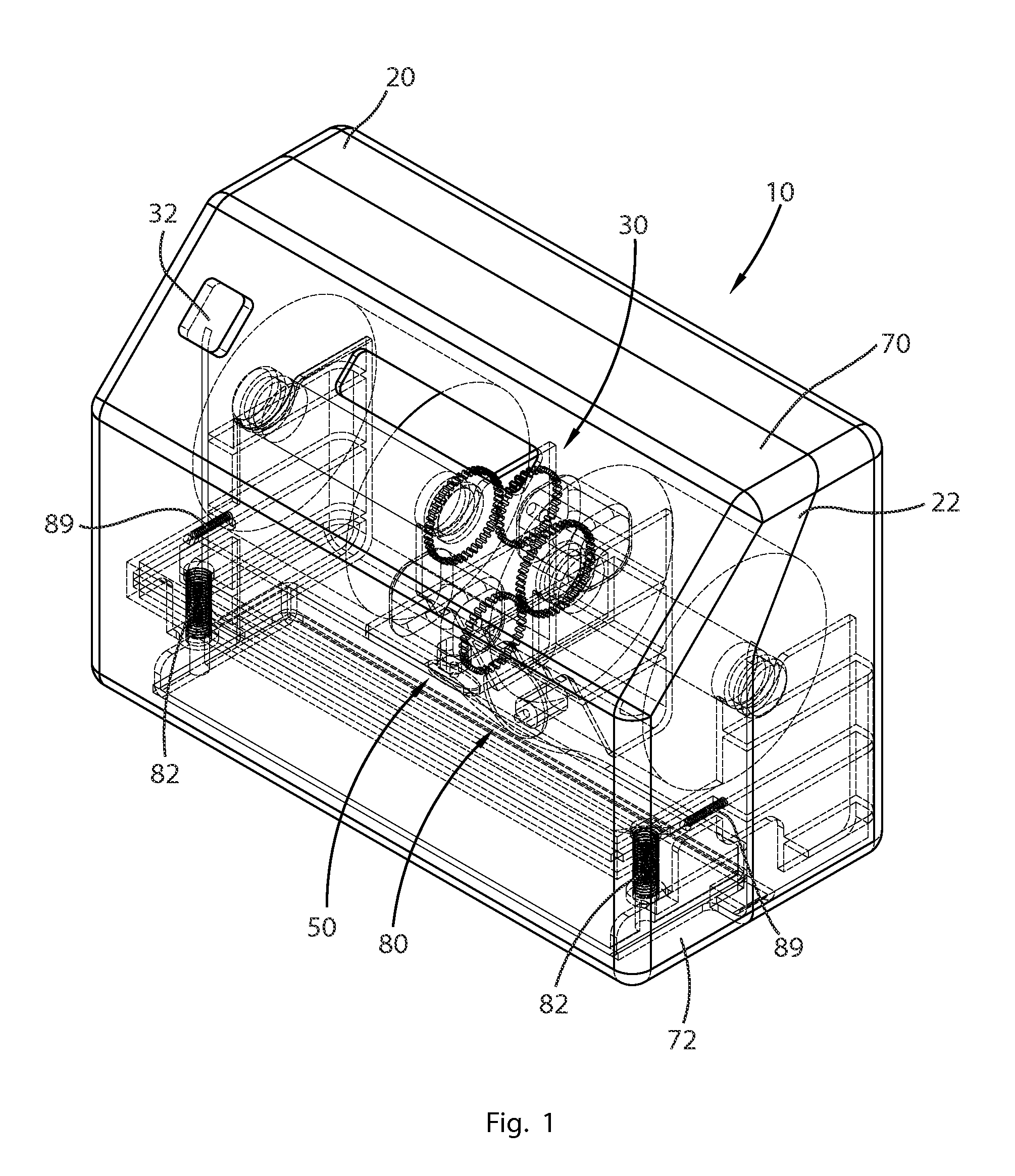 Power-operated toilet paper dispensing device and associated method