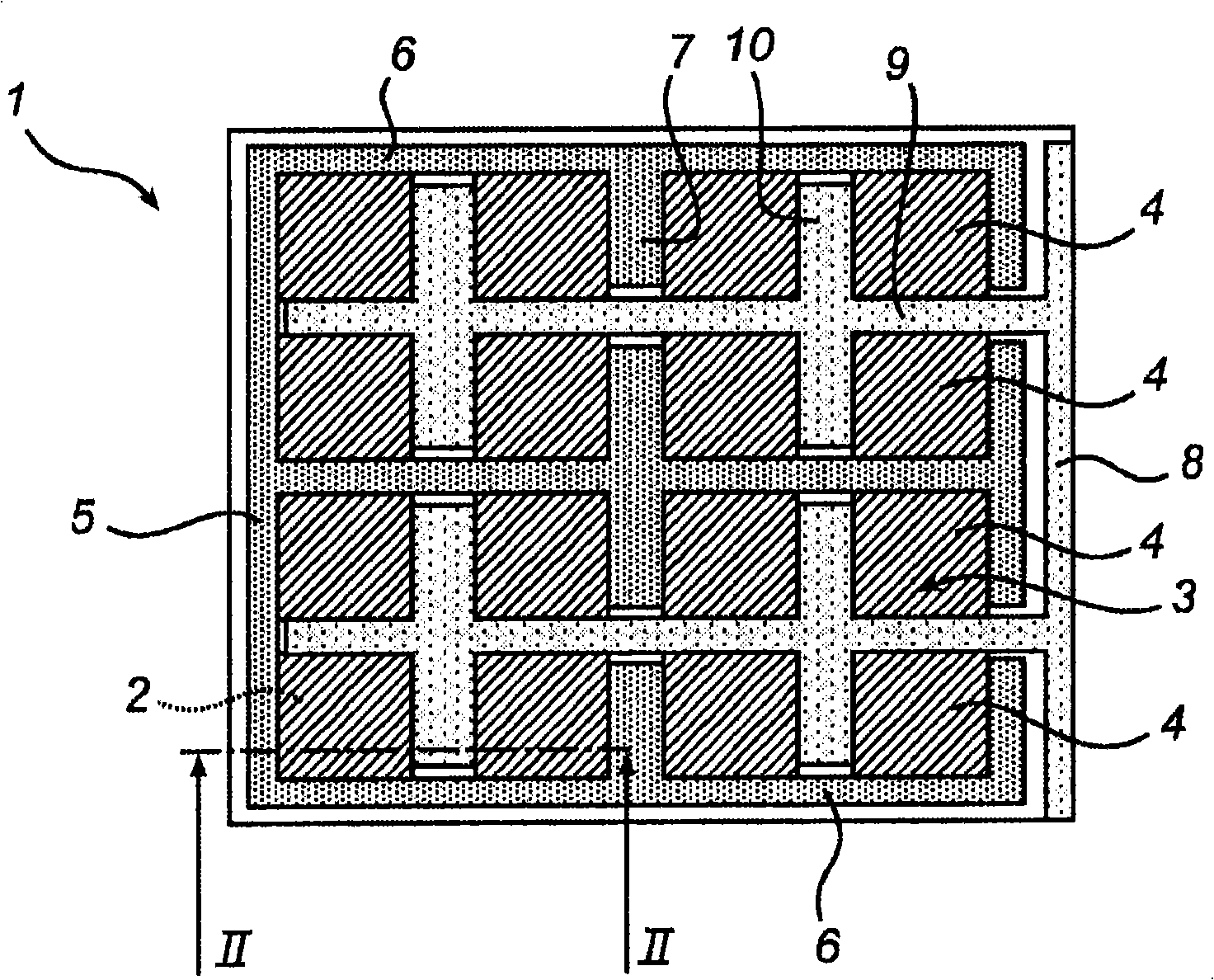 A large area organic diode device and a method of manufacturing it
