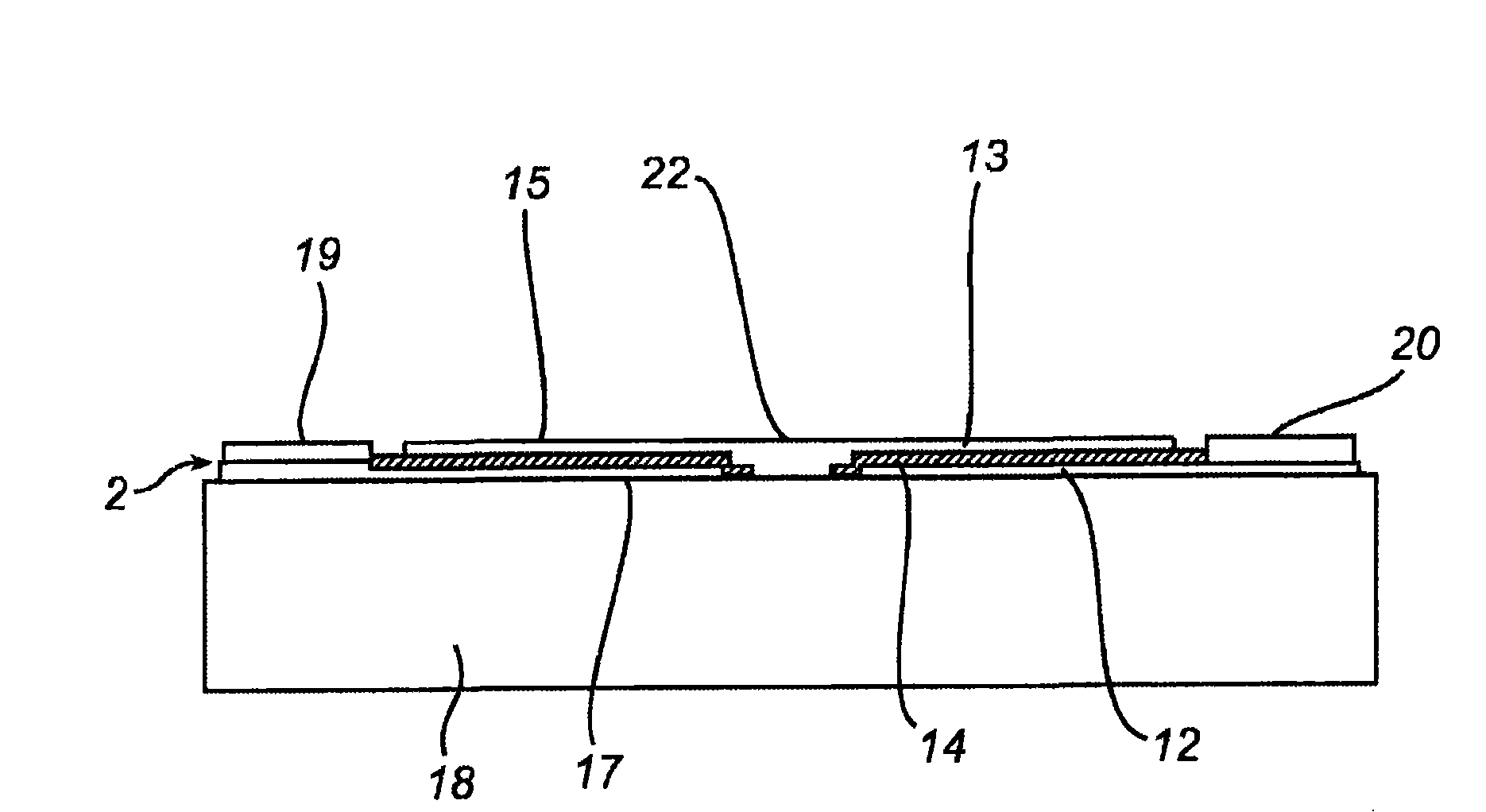A large area organic diode device and a method of manufacturing it