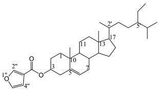 17-(5-ethyl-6-methylheptan-2-yl)-10,13-dimethyl-2,3,4,7,8,9,10,11,12,13,14,15,16,17-tetradecahydro-1H-cyclopenta[a]phenanthren-3-yl furan-3-carboxylate and extraction method and medicine application thereof