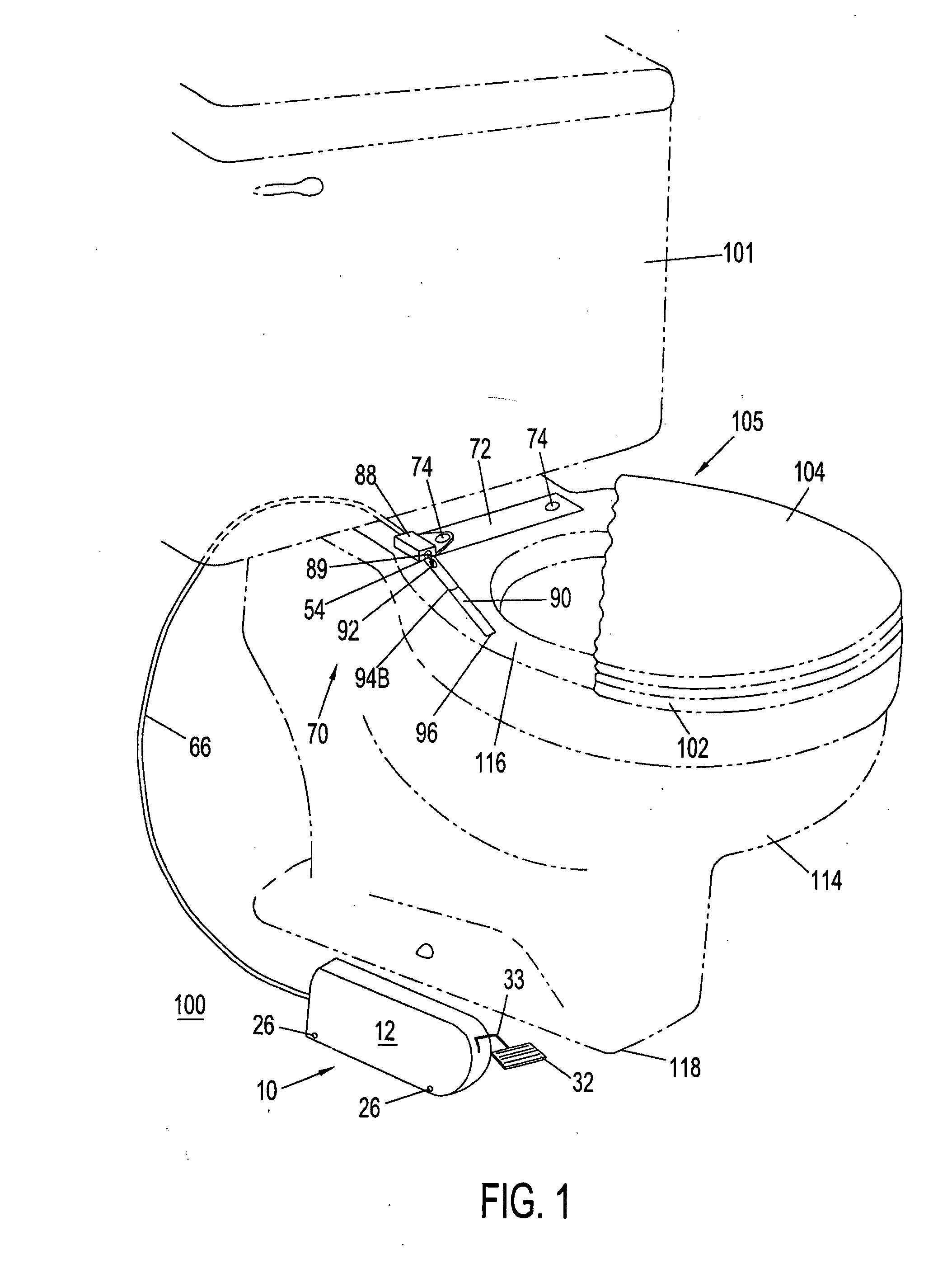 Foot actuated toilet seat lifting and self-lowering mechanism