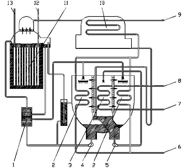 Cascading air-cooling composite single-effect and double-effect type lithium bromide absorption refrigerating machine