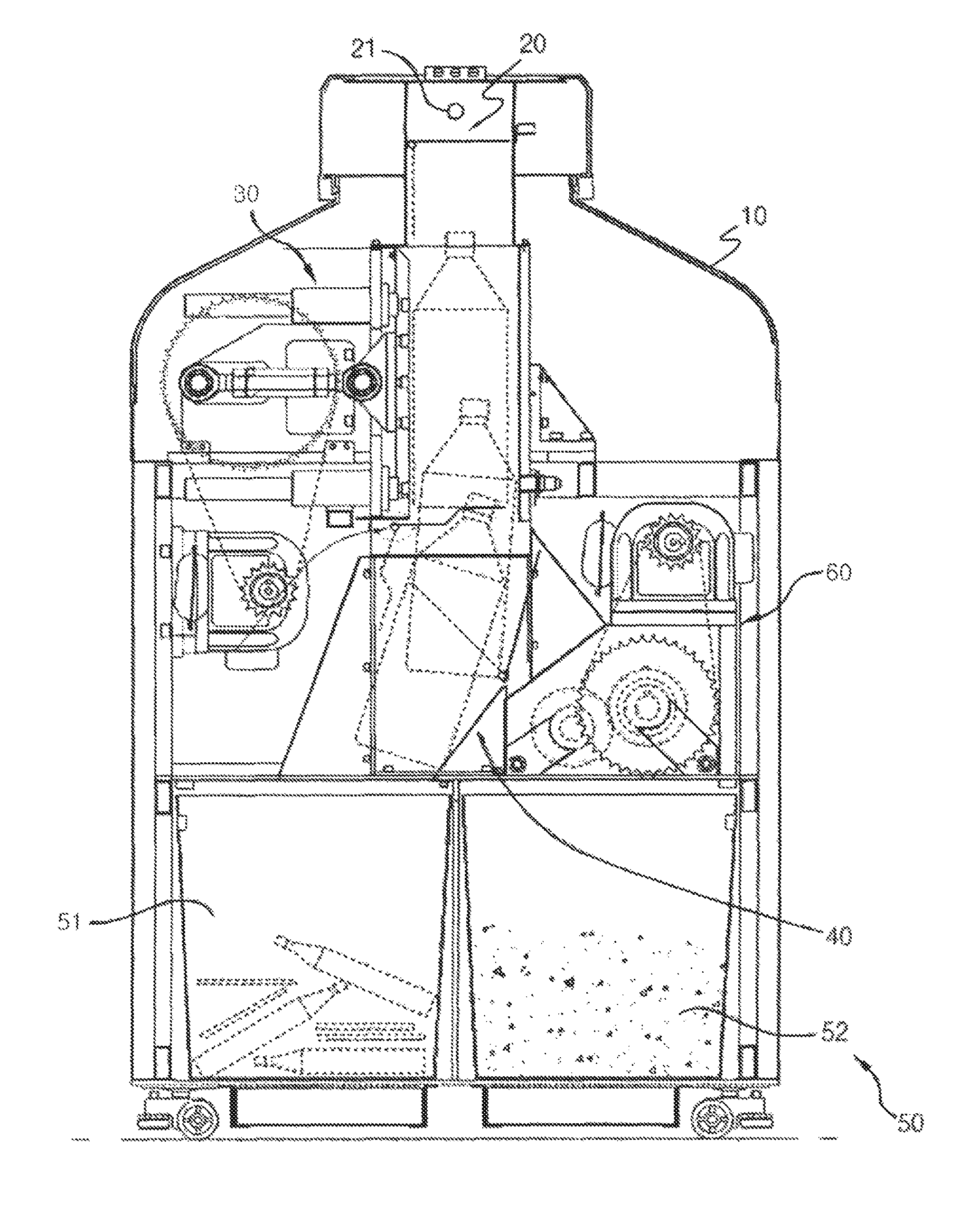 Selective collection system for recycling input materials having a monitor