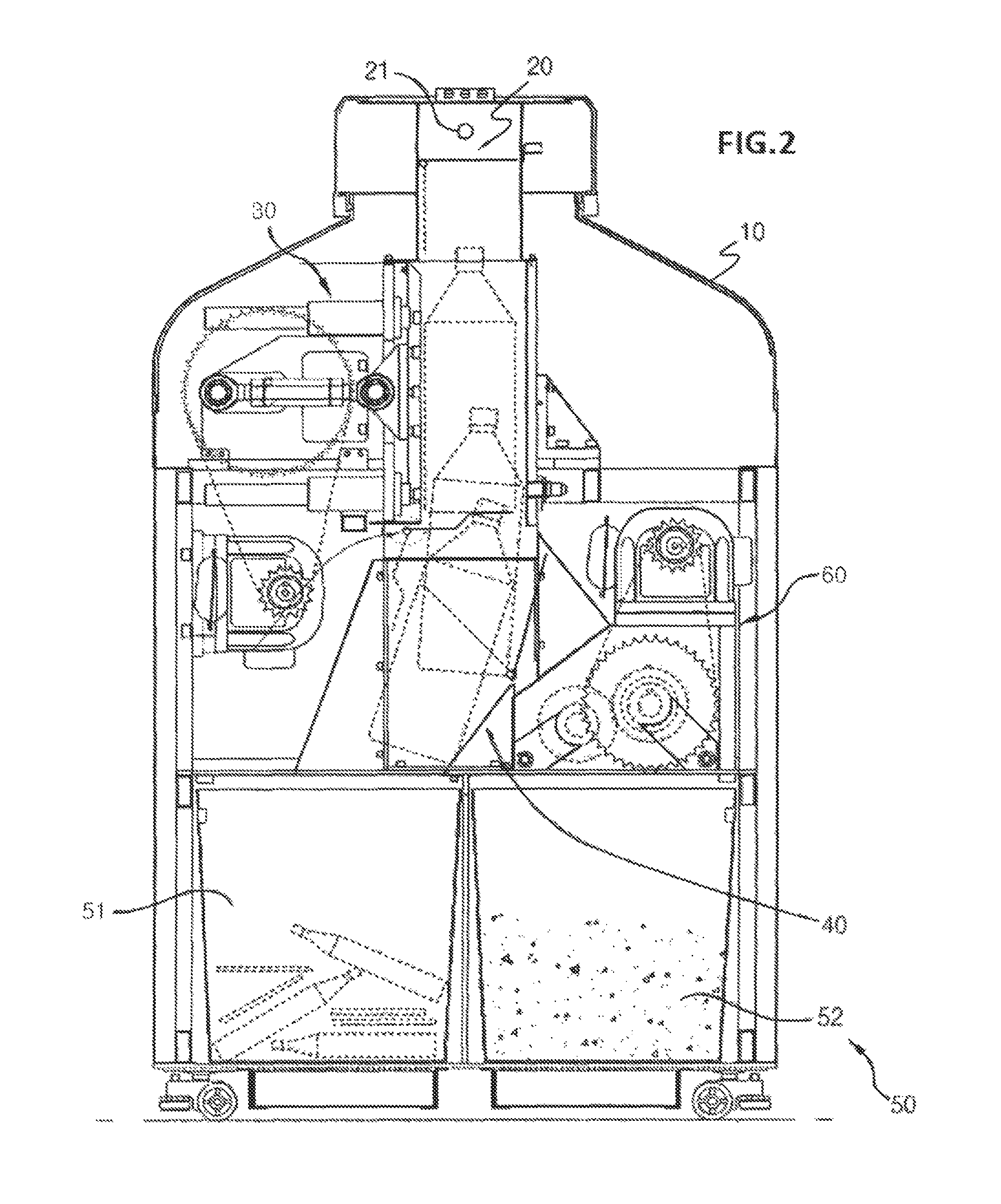Selective collection system for recycling input materials having a monitor