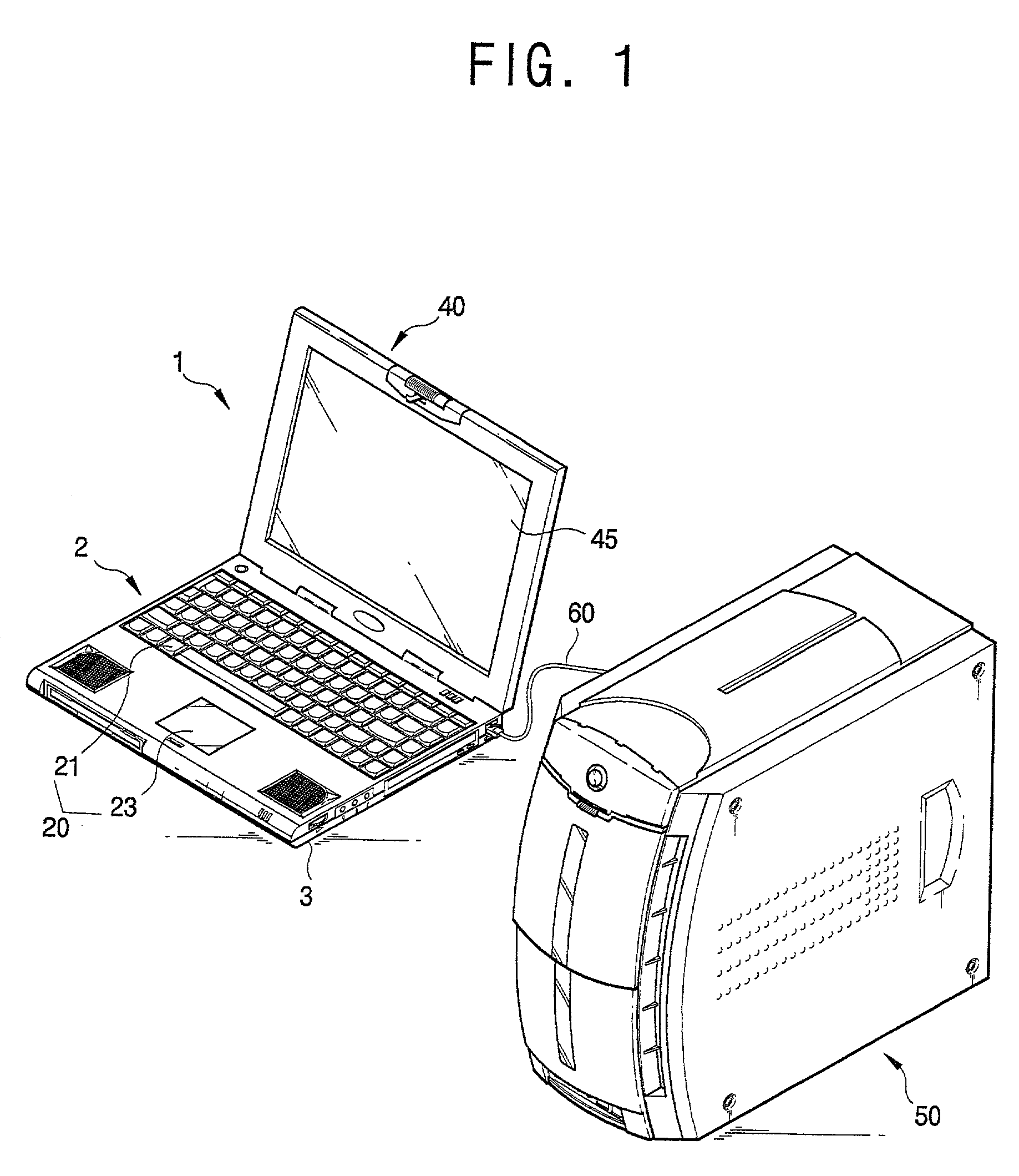 Portable computer system having LCD monitor for selectively receiving video signals from external video signal input from external computer