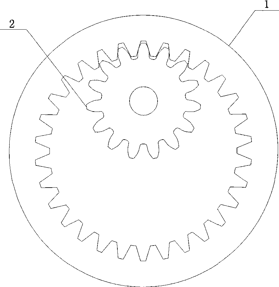 Straight line-involute profile inner-gearing cylindrical gear pair