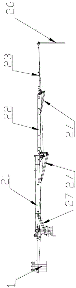 Hydraulic movable hanging basket with hoisting and material distributing functions and construction method thereof