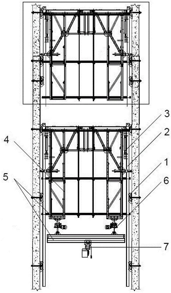 Semiautomatic self-climbing hoisting mechanism of light steel structure under closed structure