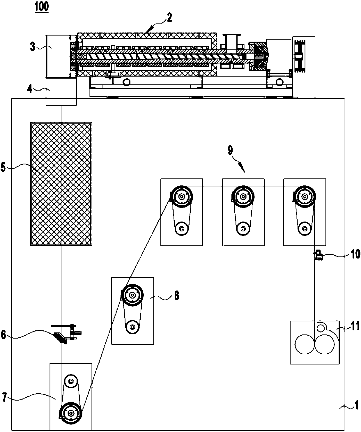 Melt spinning machine