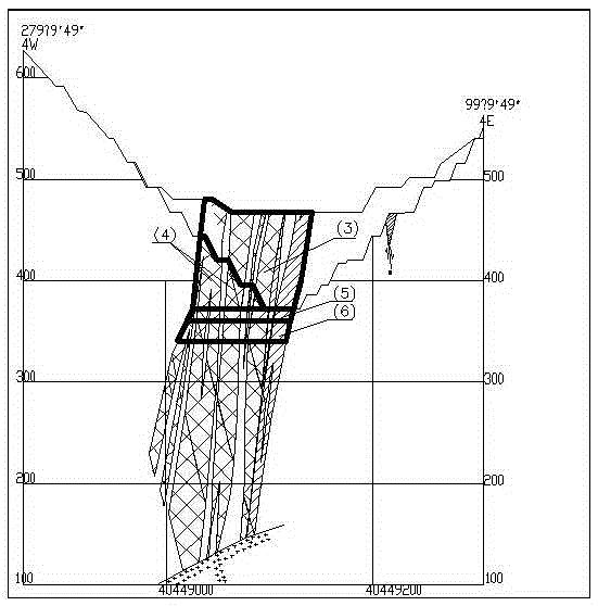 Recovery of long thick ore body hanging side ore and mining method in the transition period from open pit to underground