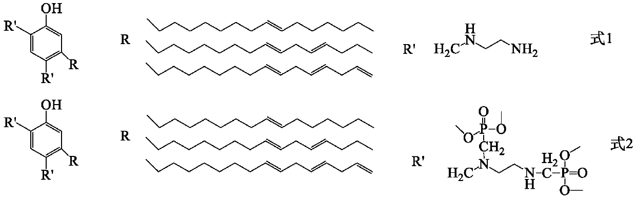 Synergistic flame retardant containing cardanol-based nitrogen and phosphorus, its preparation method and application