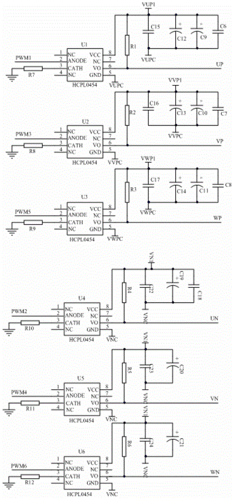 A high-power alternating current circuit based on ipm that simultaneously outputs 50hz single-phase 220v and three-phase 380v