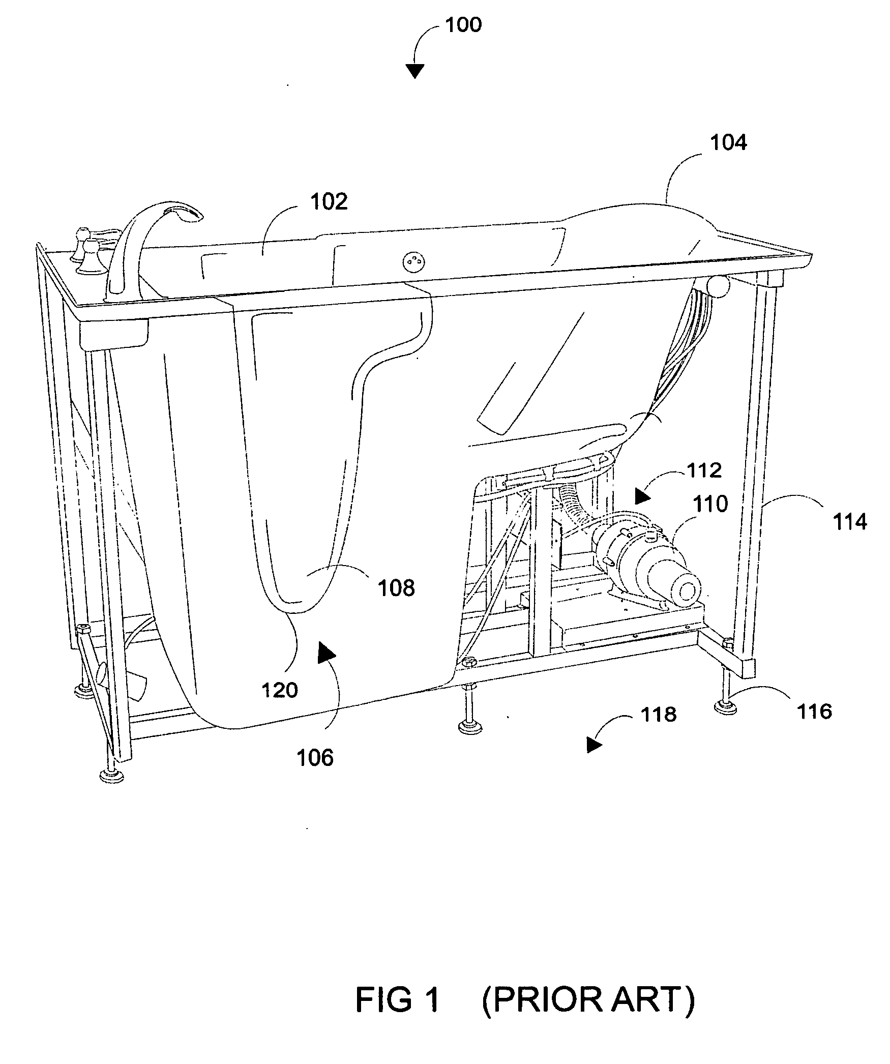 Walk-in bathtub with minimal entry threshold