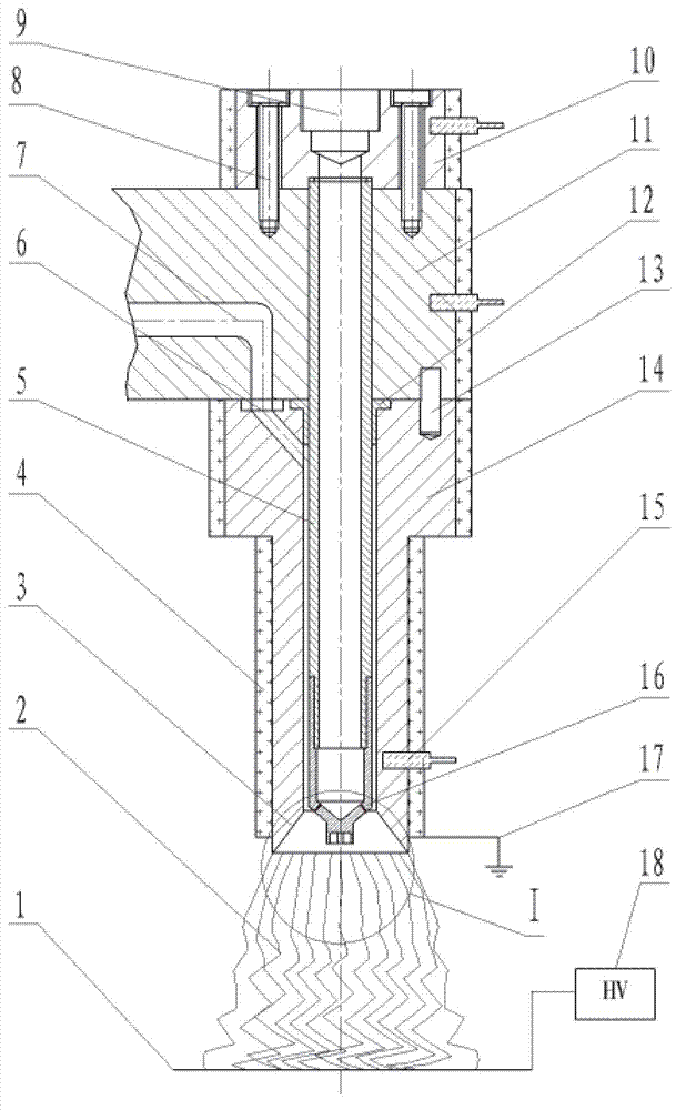 Airflow assisted internal conical surface distributed electrostatic spinning nozzle