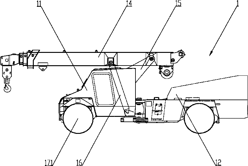 Articulated front-handling mobile crane and operation control system thereof