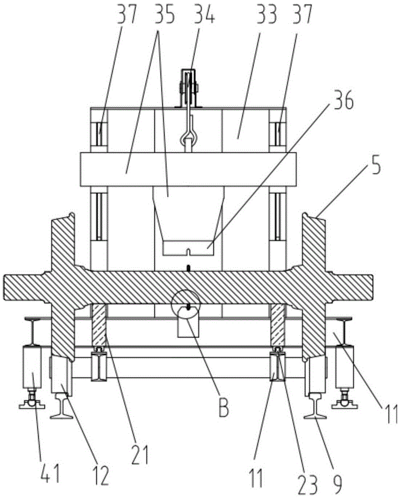 A railway ballastless track walking type drop shaft test bench