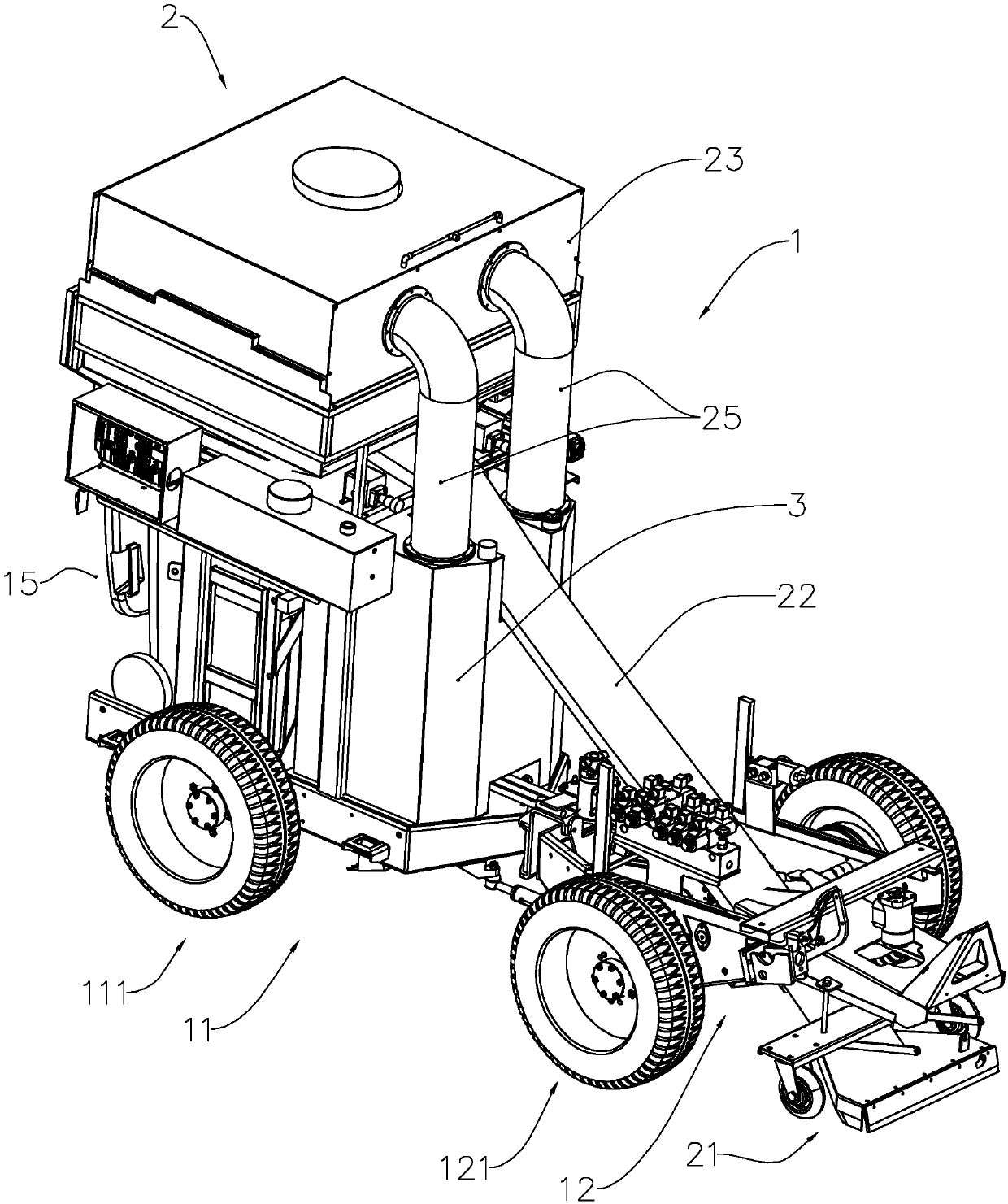 An electric floor sweeper with a dust treatment device