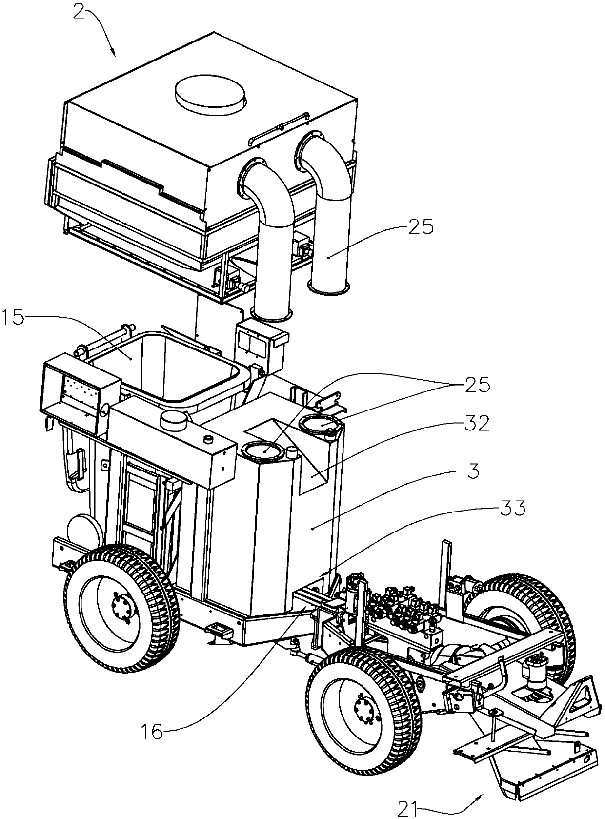 An electric floor sweeper with a dust treatment device