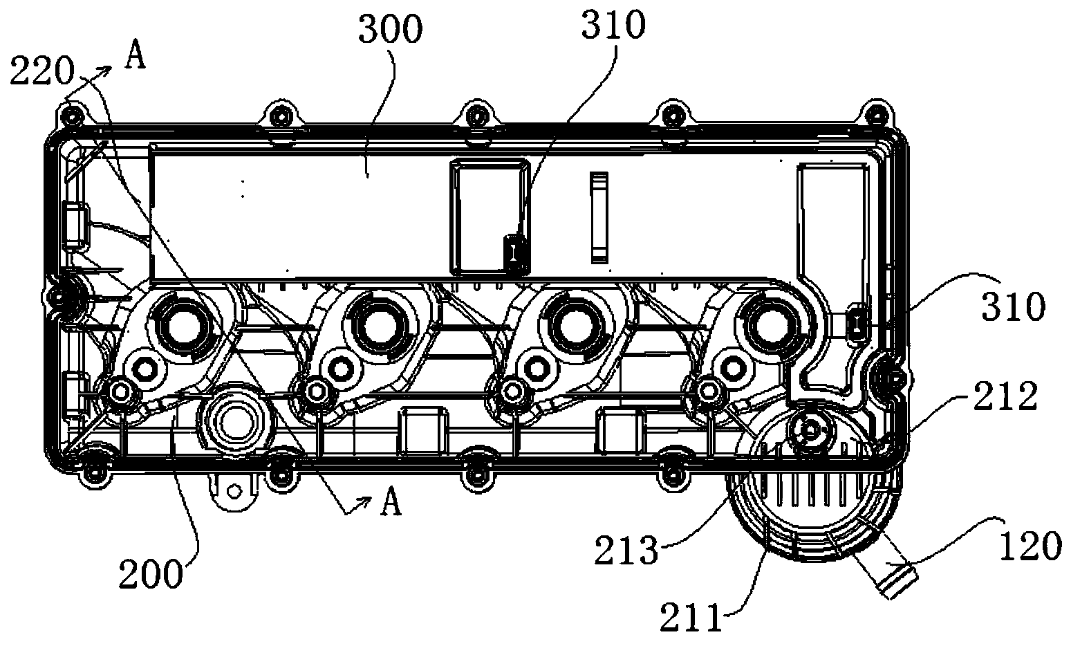 Engine cylinder cover shield and crankcase ventilation system