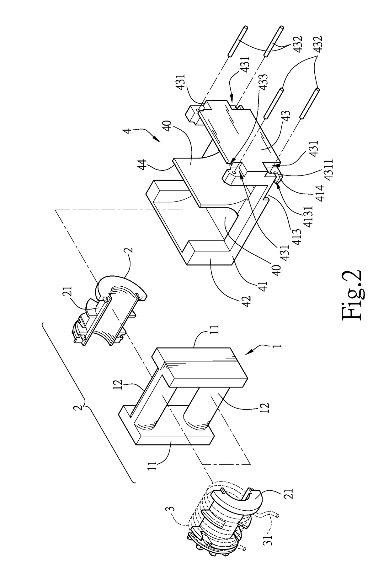 Upright composite common mode coil assembly