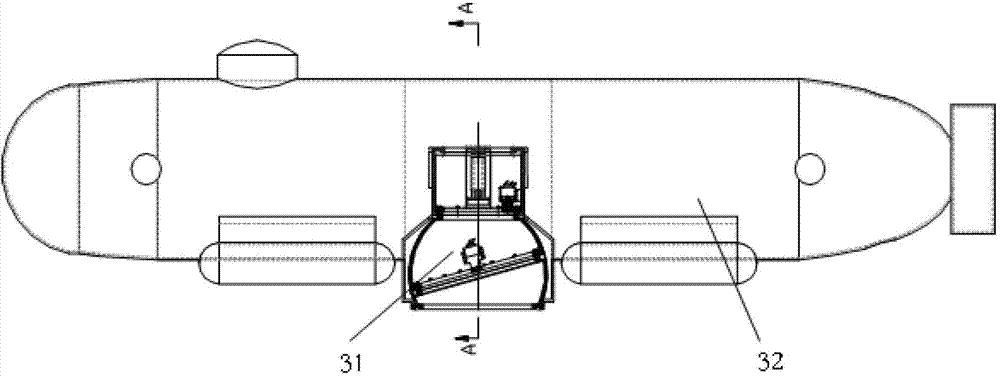 Submersible vehicle embedded type butting device