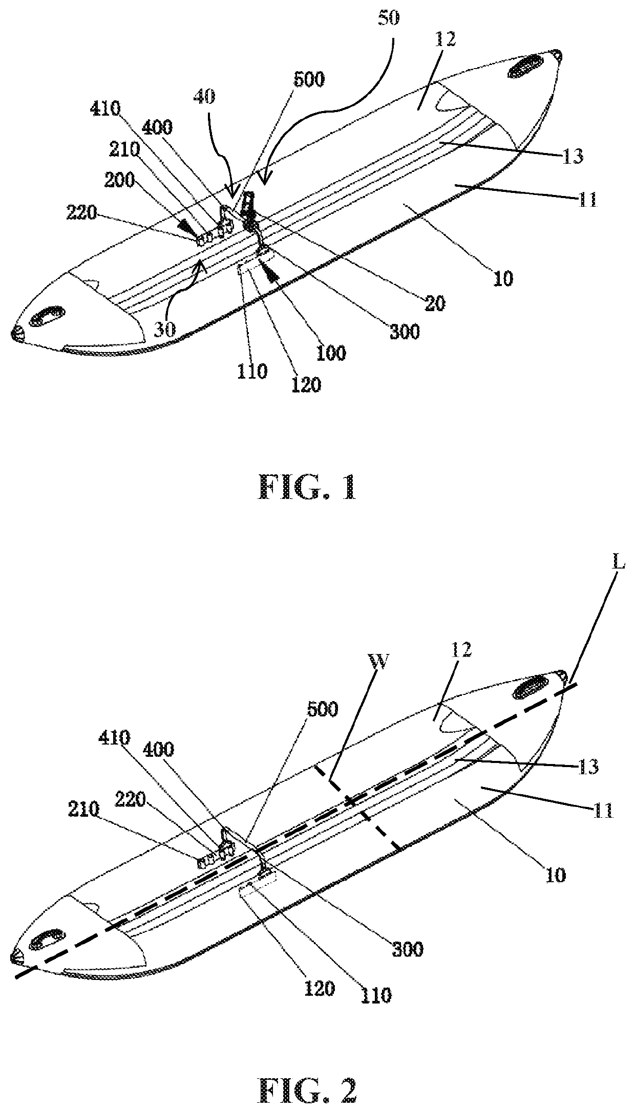 Fishing accessory support structure for an inflatable boat